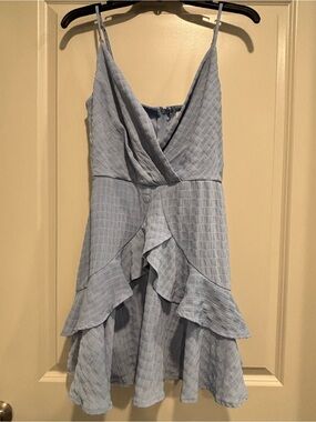 Altar'd State Women’s Light Blue Ruffle Wrap Mini Dress, Lightweight, Size Small